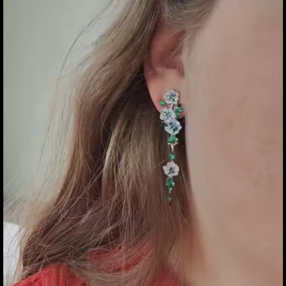 Blue Summer Floral Silver Earrings - Picture 4 of 9